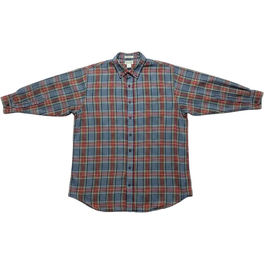 LL Bean Mens XXL Tall Scotch Plaid Flannel Shirt Gray Stewart Cotton Heritage